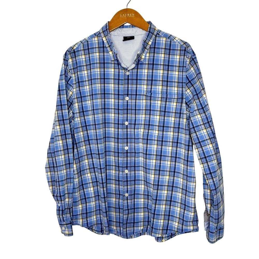 Scottevest‎ Ozark plaid button front shirt XL Blue/Yellow